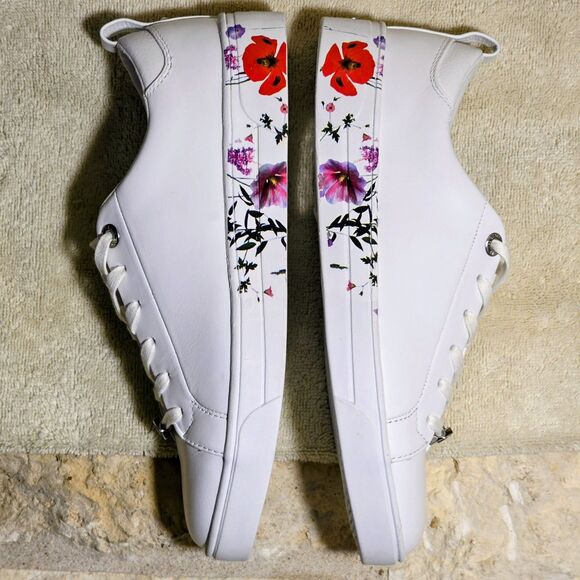 Ted Baker Roullyp Floral-Graphic‎ Leather Sneakers NEW Ladies Sz 7.5 ($165) - Picture 6 of 9